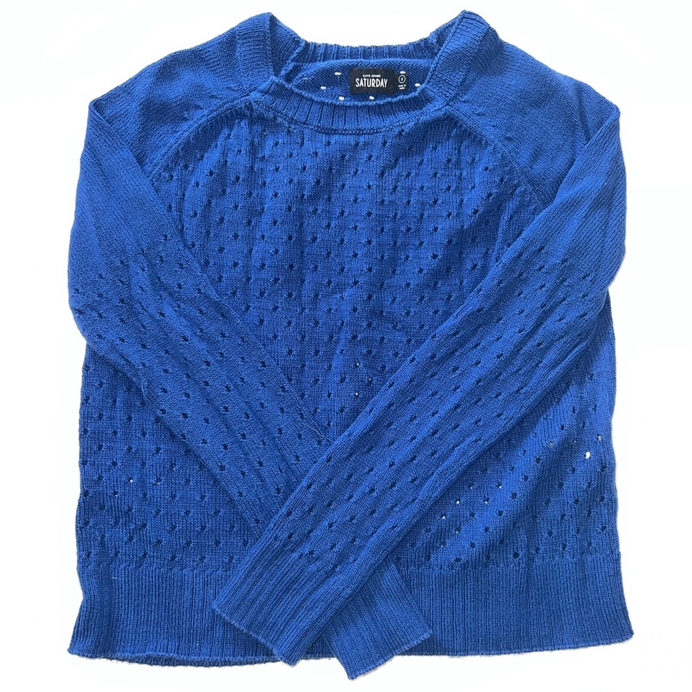 100% Cotton Kate Spade Saturday Crewneck Sweater in Royal Blue